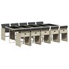 vidaXL Ensemble &agrave; manger de jardin 11pcs avec coussins gris poly rotin