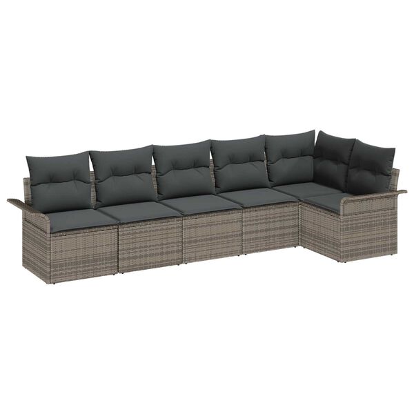vidaXL Ensemble de canap&eacute; de jardin avec coussin 6 pcs Gris polyrotin