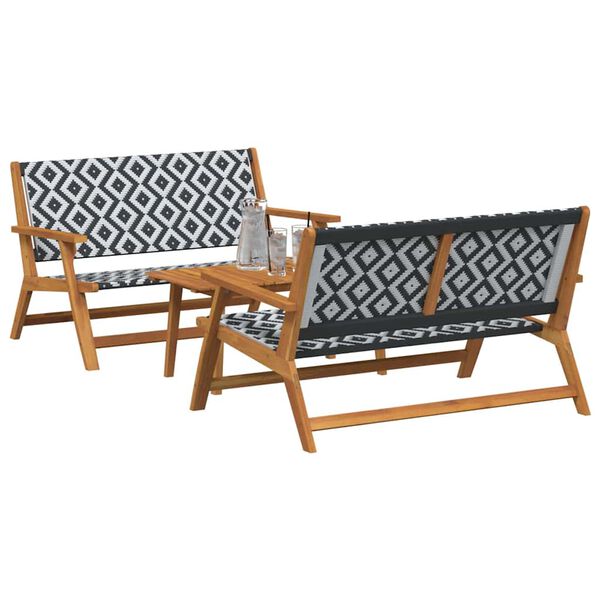 vidaXL Chaises de jardin avec table 3 pcs Noir 90 x 45 x 40 cm
