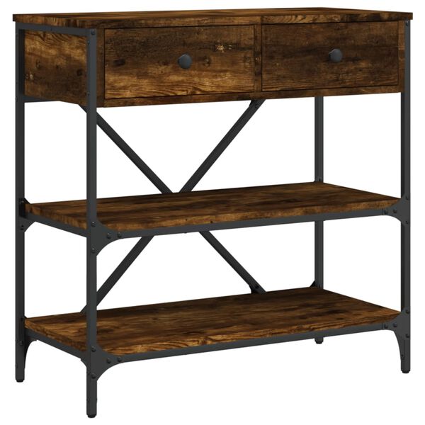 vidaXL Table console ch&ecirc;ne fum&eacute; 75x34,5x75 cm bois d'ing&eacute;nierie