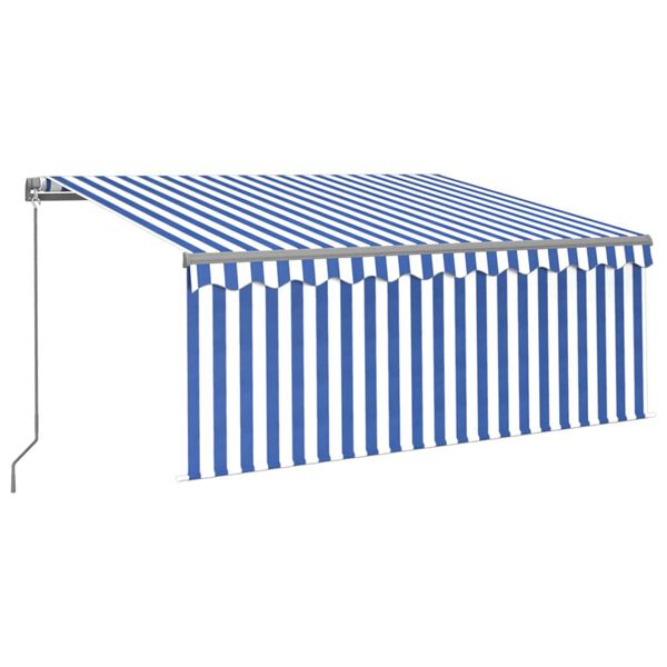 vidaXL Auvent manuel r&eacute;tractable avec store 3x2,5 m Bleu et blanc