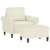 vidaXL Fauteuil avec repose-pied Cr&egrave;me 60 cm Velours