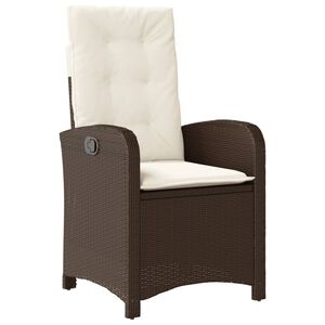 vidaXL Chaise inclinable de jardin avec coussins marron r&eacute;sine tress&eacute;e