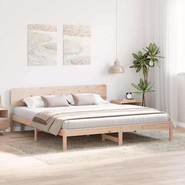 vidaXL Cadre de lit avec t&ecirc;te de lit Naturel 180 x 200 cm Pin massif