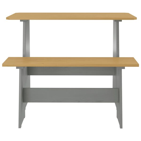 vidaXL Table à manger et banc REINE marron miel gris bois pin solide