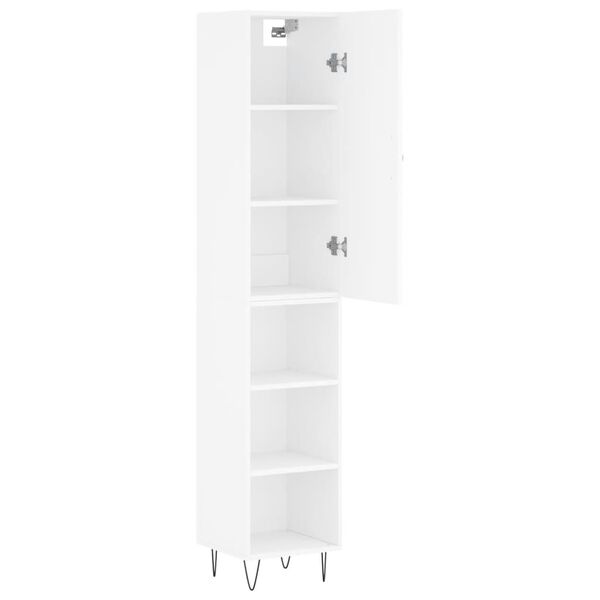 vidaXL Buffet haut Blanc 34,5x34x180 cm Bois d'ing&eacute;nierie