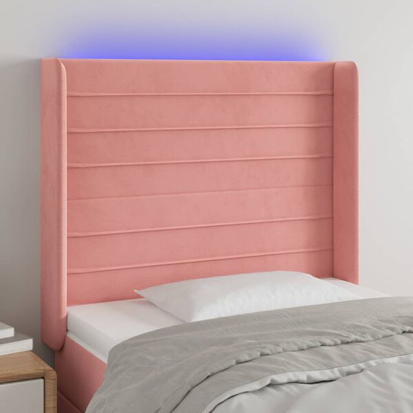 vidaXL T&ecirc;te de lit &agrave; LED Rose 83x16x118/128 cm Velours