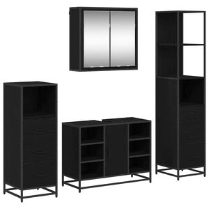 vidaXL Ensemble de mobilier de salle de bain 4 pcs Ch&ecirc;ne noir