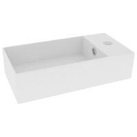 vidaXL Lavabo de salle de bain avec trop-plein Céramique Blanc mat