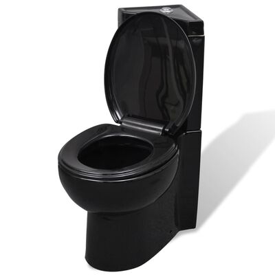 vidaXL Toilette d'angle en céramique pour salle de bains noir
