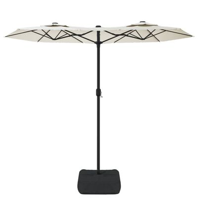 vidaXL Parasol de jardin à double tête avec LED blanc sable 316x240 cm