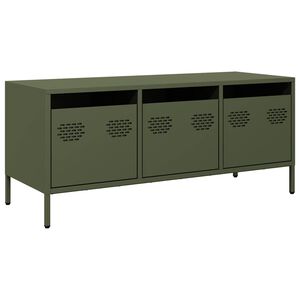 vidaXL Meuble TV vert olive 101,5x39x43,5 cm acier lamin&eacute; &agrave; froid