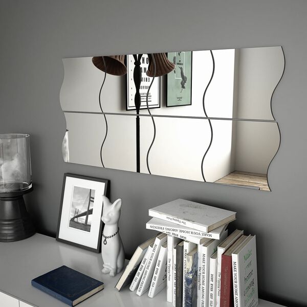 vidaXL Miroir mural 8 pcs 20 x 20 cm Ondul&eacute; Verre