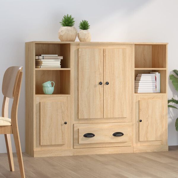 vidaXL Buffets 3 pcs ch&ecirc;ne sonoma bois d'ing&eacute;nierie