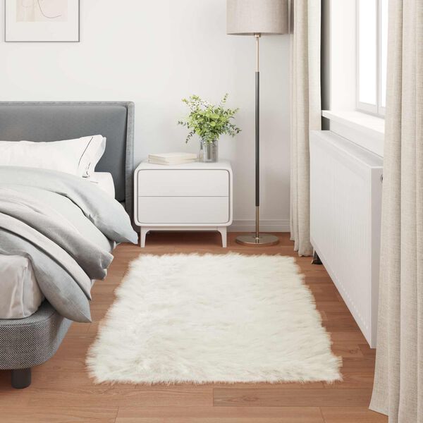 vidaXL Tapis en fausse Tafalla Blanc 60 x 110 cm Polyester