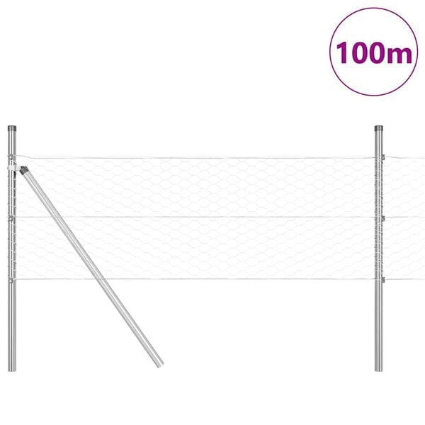 vidaXL Poteau de cl&ocirc;ture. Argent&eacute; 100 x 0,5 m (maillage de 36 mm)