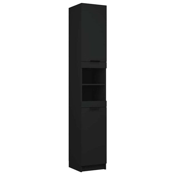 vidaXL Armoire de salle de bain noir 32x34x188,5 cm bois d'ing&eacute;nierie
