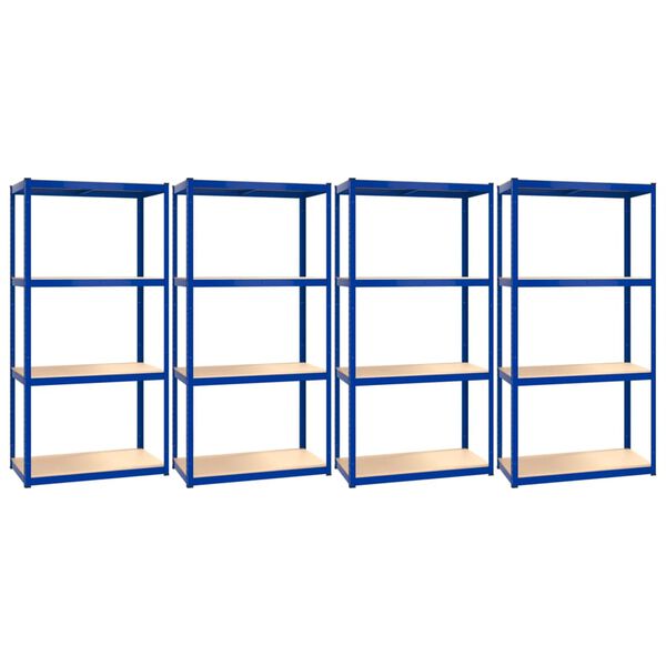 vidaXL &Eacute;tag&egrave;res &agrave; 4 niveaux 4 pcs Bleu Acier et bois d'ing&eacute;nierie