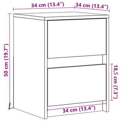 vidaXL Armoire de chevet et lumières LED chêne marron bois ingénierie