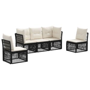 vidaXL Ensemble de canap&eacute; de jardin 5 pc Noir polyrotin
