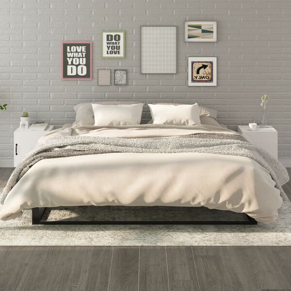 vidaXL Tables de chevet 2 pcs Blanc brillant Bois d'ing&eacute;nierie