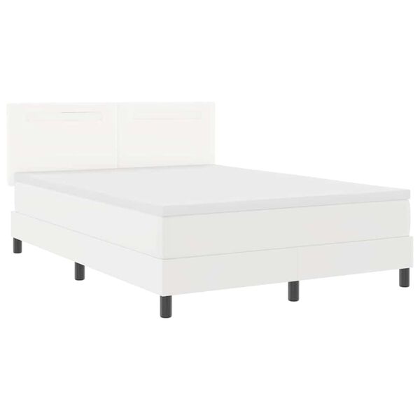 vidaXL Lit &agrave; ressorts avec matelas Blanc 140 x 200 cm Simili cuir