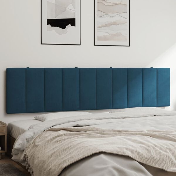 vidaXL Coussin de t&ecirc;te de lit Hanko bleu 200 cm velours