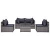 vidaXL Salon de jardin 8 pcs avec coussins r&eacute;sine tress&eacute;e gris
