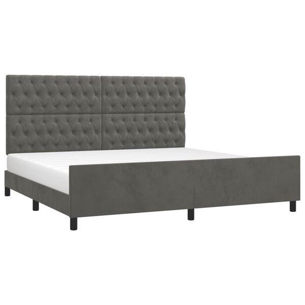vidaXL Cadre de lit sans matelas gris fonc&eacute; 200x200 cm velours