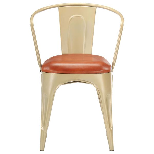 vidaXL Chaises &agrave; manger lot de 4 marron cuir v&eacute;ritable
