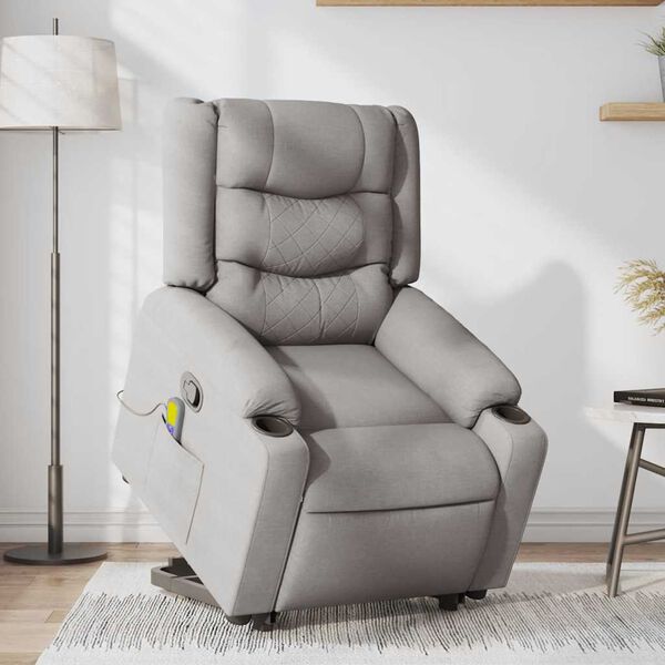 vidaXL Fauteuil de massage inclinable gris nuage tissu