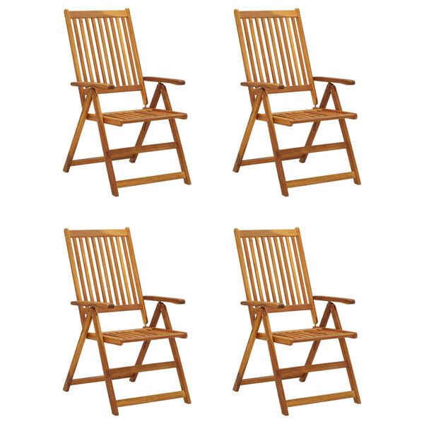 vidaXL Chaises inclinables de jardin lot de 4 et coussins Bois acacia