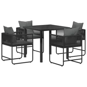 vidaXL Ensemble de salle &agrave; manger pour jardin 5 pc Noir et anthracite