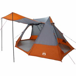 vidaXL Tente de camping 10 personne Gris et orange taffetas
