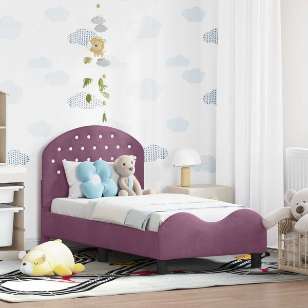 vidaXL Cadre de lit pour tout-petit avec t&ecirc;te de lit Pourpre Velours