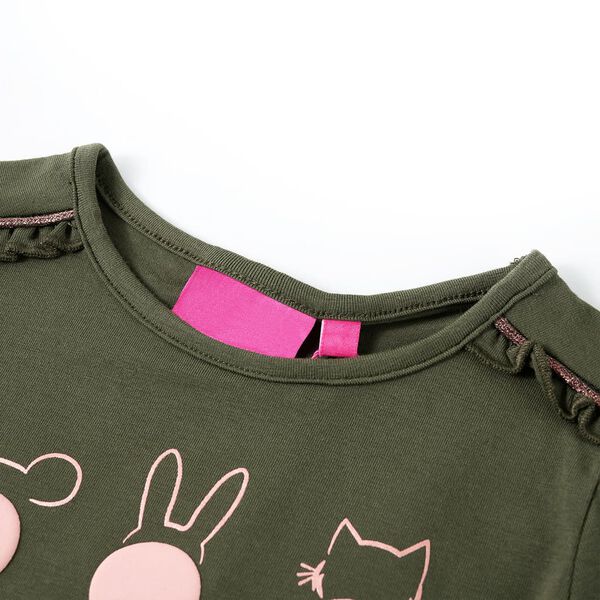 T-shirt enfants &agrave; manches longues kaki 140