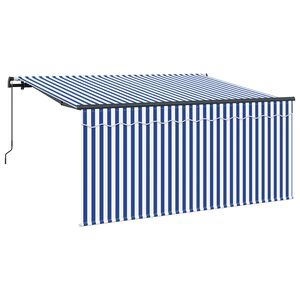 vidaXL Auvent R&eacute;tractable Bleu et Blanc 300 x 200 cm