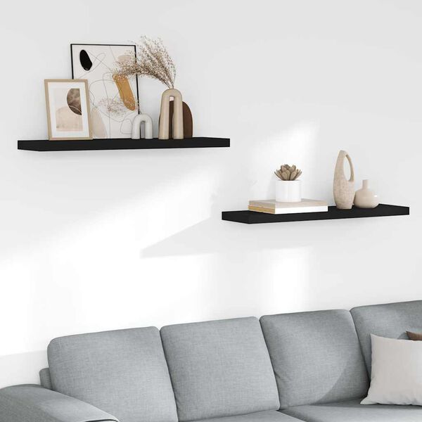vidaXL &Eacute;tag&egrave;res murales flottantes 2 pcs noir 90x23,5x3,8 cm MDF