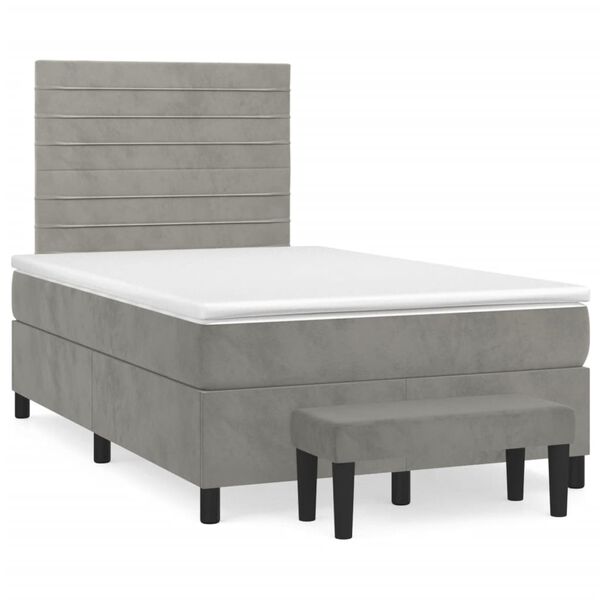 vidaXL Sommier &agrave; lattes de lit et matelas gris clair 120x190cm velours