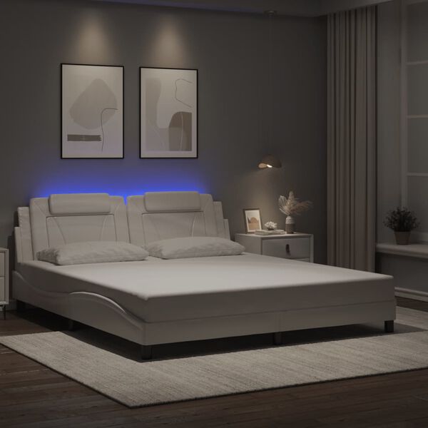 vidaXL Cadre de lit Viana avec LED sans matelas blanc 180x200 cm