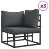 vidaXL Ensemble de canap&eacute; de jardin avec coussin Noir Aluminium