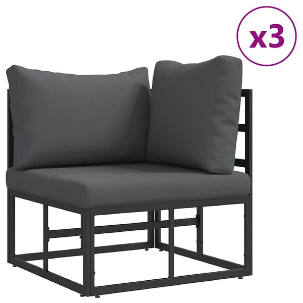 vidaXL Ensemble de canap&eacute; de jardin avec coussin Noir Aluminium