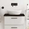 vidaXL Comptoir de salle de bain marron fonc&eacute; bois massif trait&eacute;