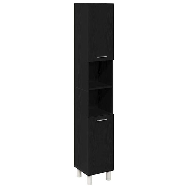 vidaXL Cabinet de salle de bain avec porte Ch&ecirc;ne noir 30 x 30 x 179 cm