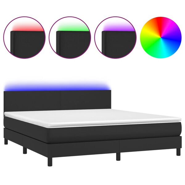 vidaXL Sommier &agrave; lattes de lit avec matelas et LED Noir 160x200 cm