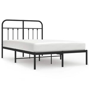 vidaXL Cadre de lit m&eacute;tal sans matelas avec t&ecirc;te de lit noir 120x200cm