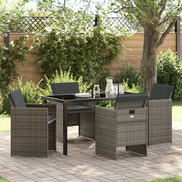vidaXL Ensemble de salle &agrave; manger pour jardin 5 pcs Gris polyrotin