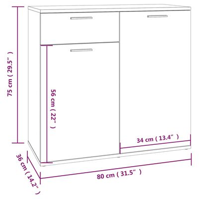 vidaXL Buffet Chêne fumé 80x36x75 cm Bois d'ingénierie