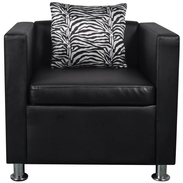 vidaXL Fauteuil cube en similicuir noir