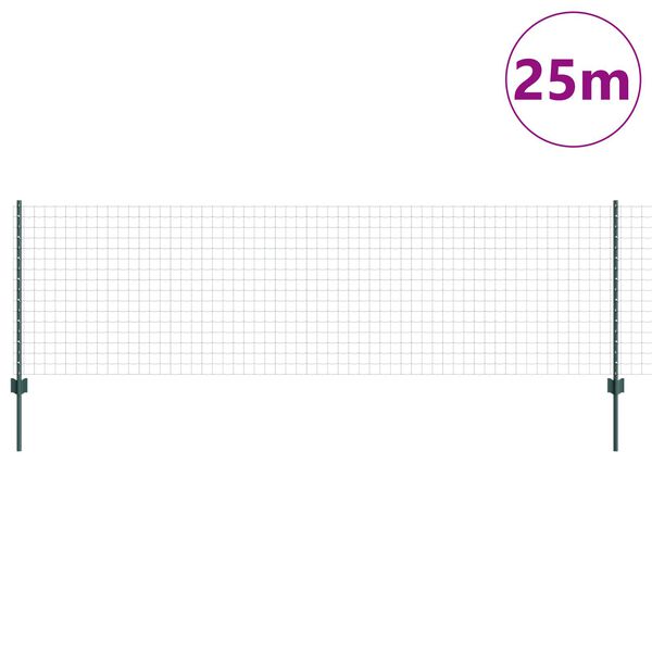 vidaXL Cl&ocirc;ture avec poteau Vert 0,8 x 25 m Acier et PVC